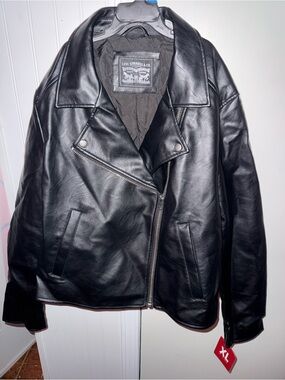 Levi's Black  faux Leather Asymmetrical Moto Jacket